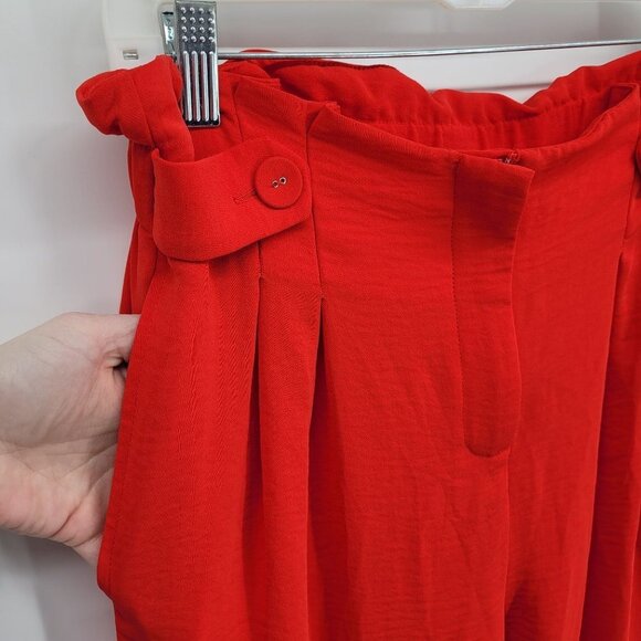 Strut & bolt womens medium Red paperbag waist flowy pants pockets - Picture 2 of 7